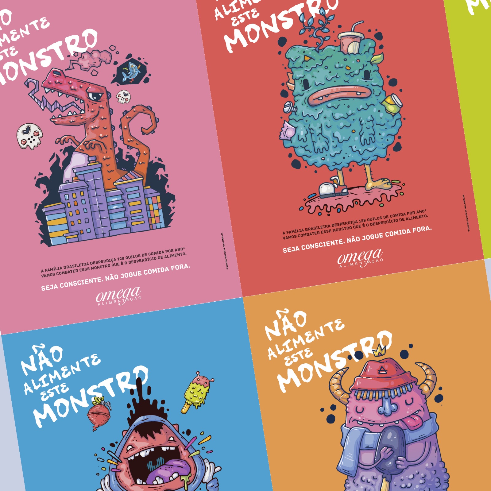 Close-up crop of the pink dinosaur monster poster