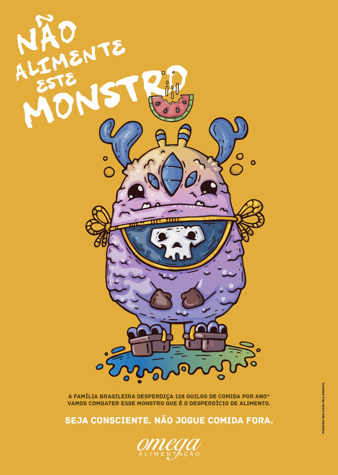 Purple horned monster poster from the Don't Feed This Monster campaign
