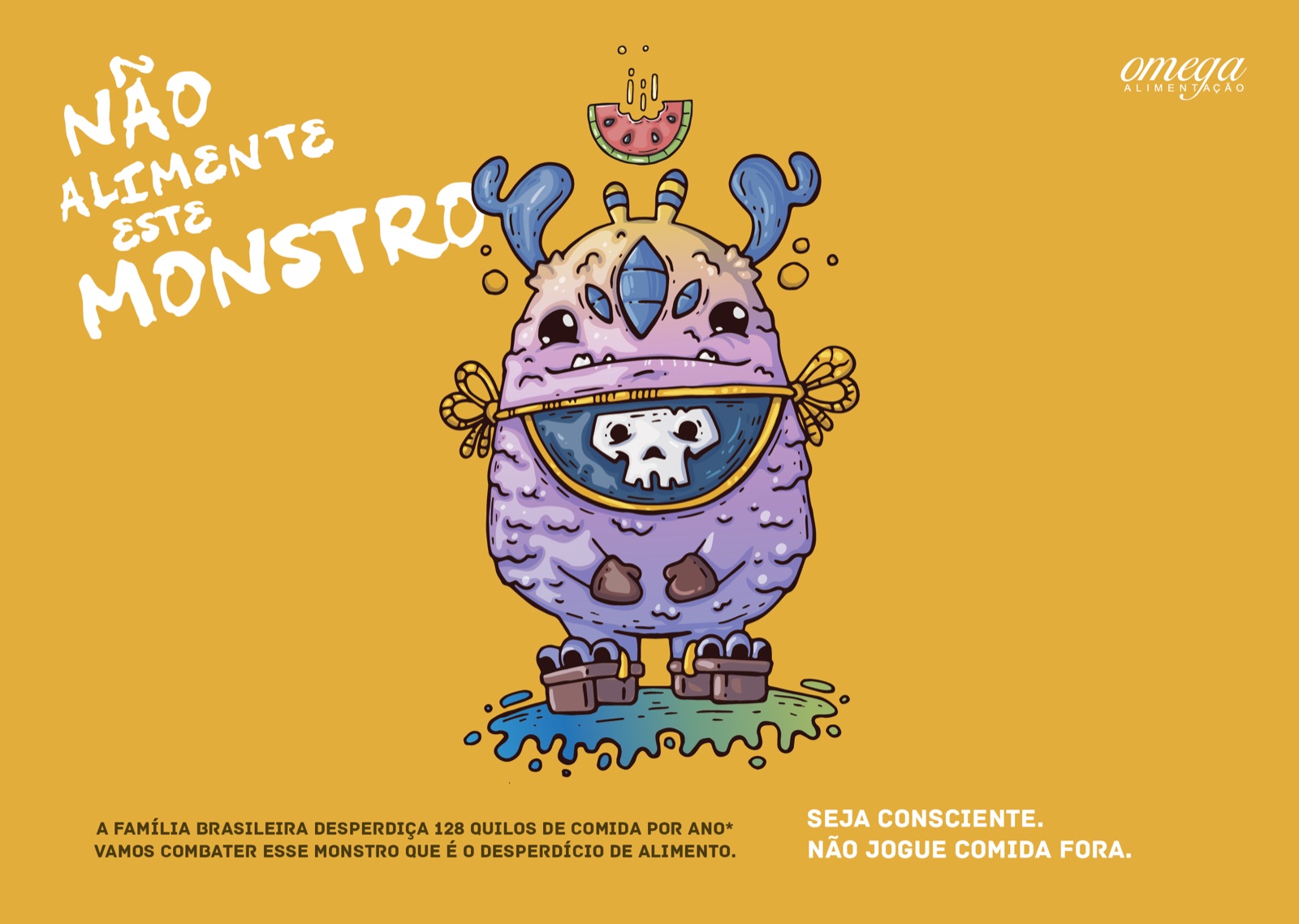 Purple horned monster placemat from the Don't Feed This Monster campaign