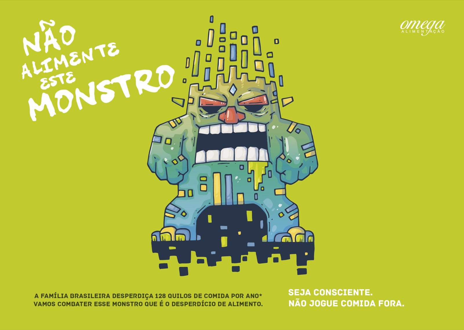 Green robot monster placemat from the Don't Feed This Monster campaign