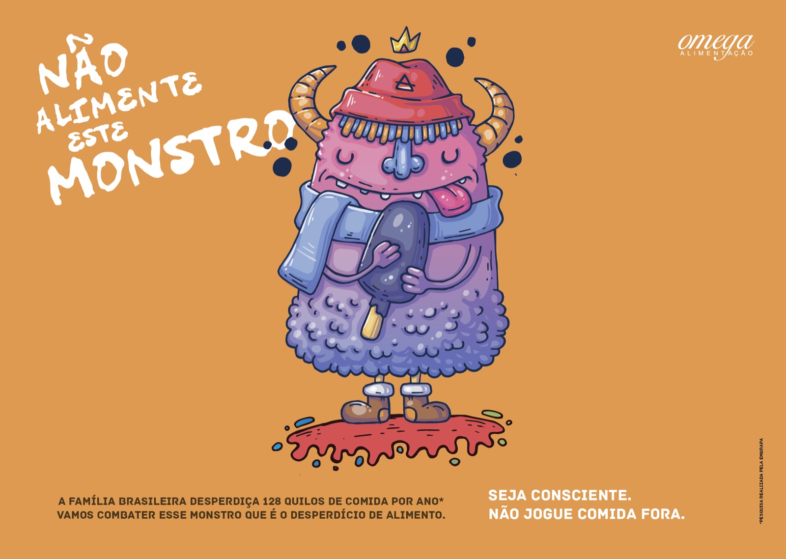 Pink crowned monster placemat from the Don't Feed This Monster campaign