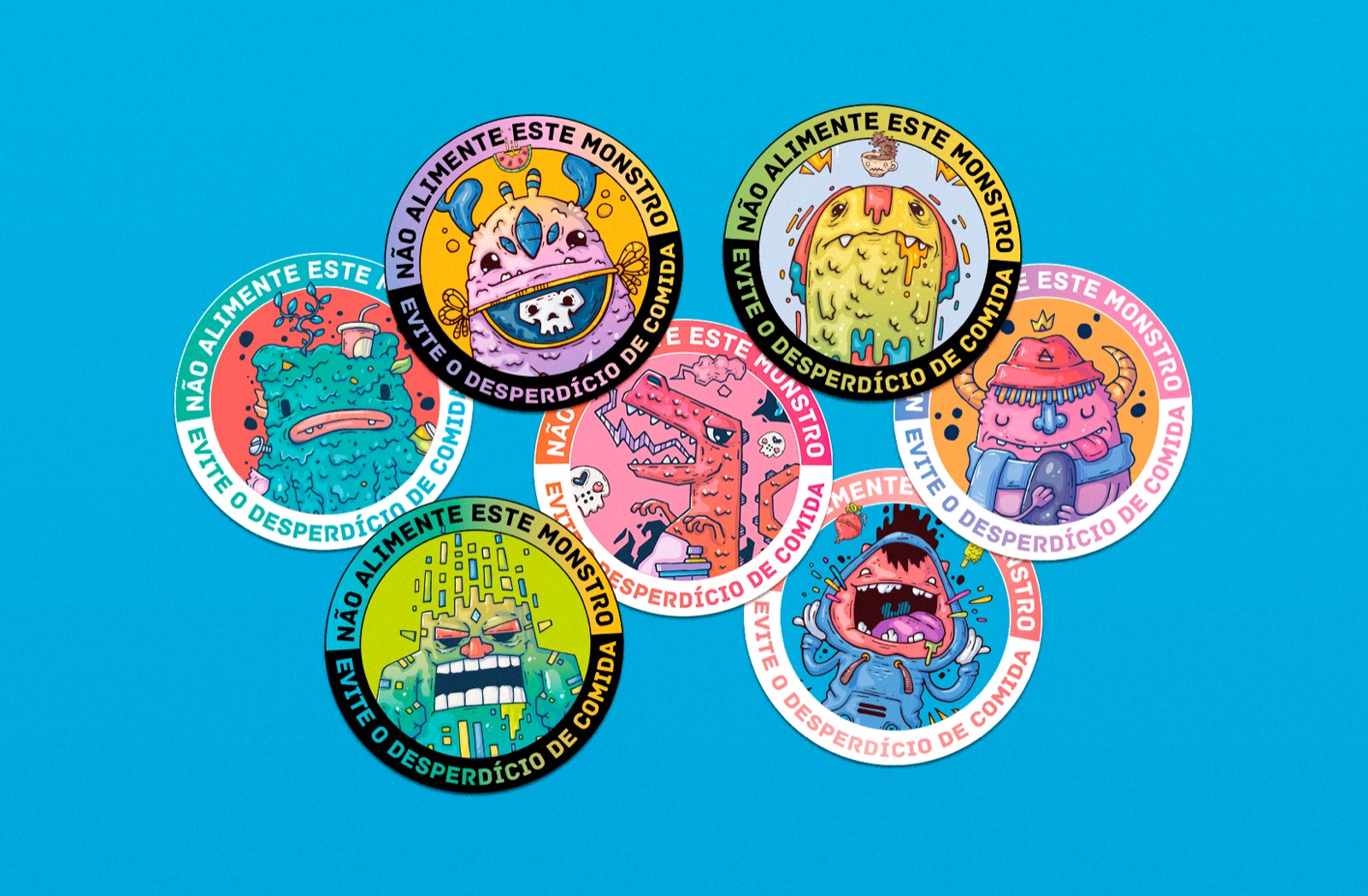 Sticker set featuring the full cast of Don't Feed This Monster characters